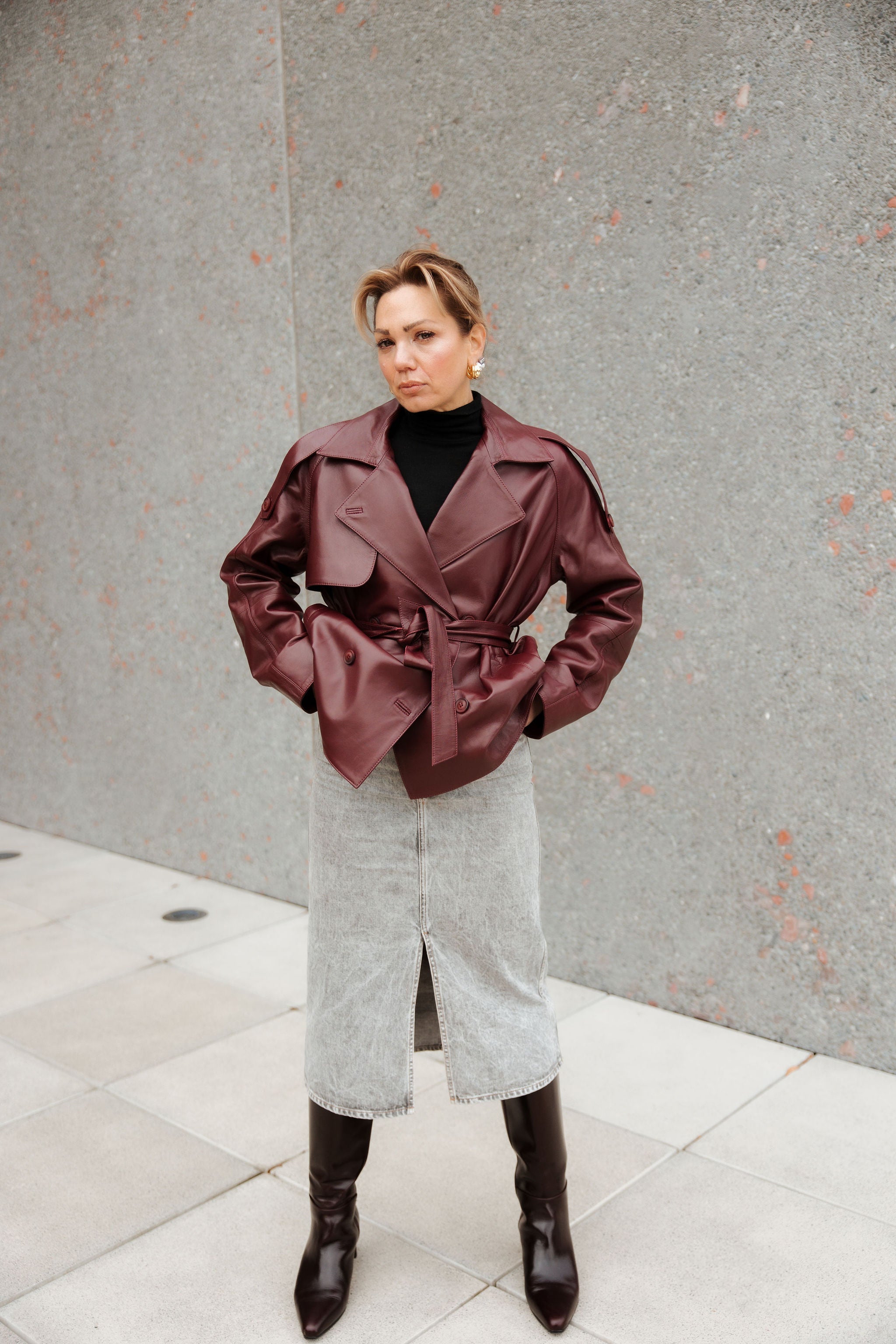 Julia Burgundy Trench Jacket