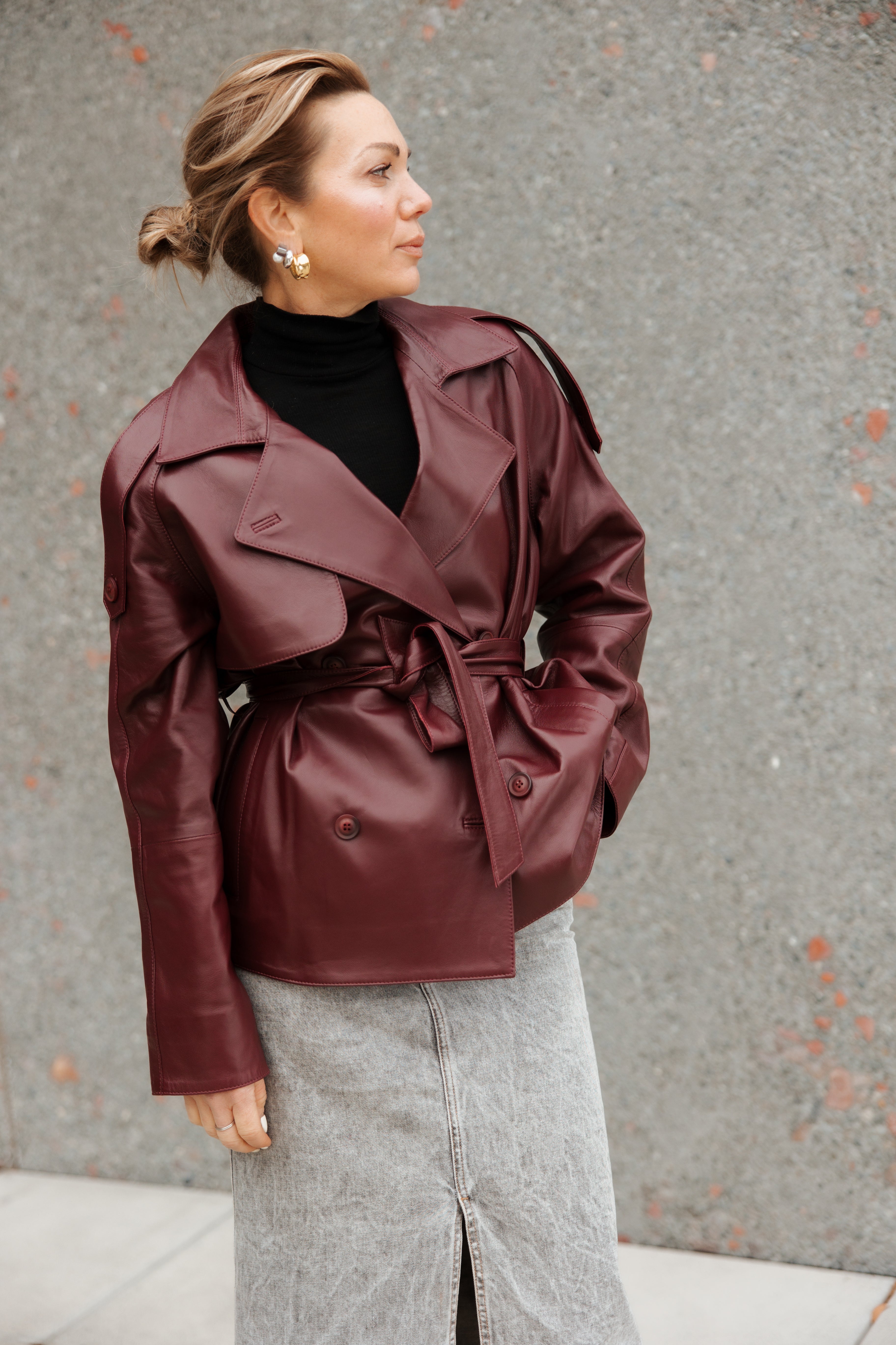 Julia Burgundy Trench Jacket