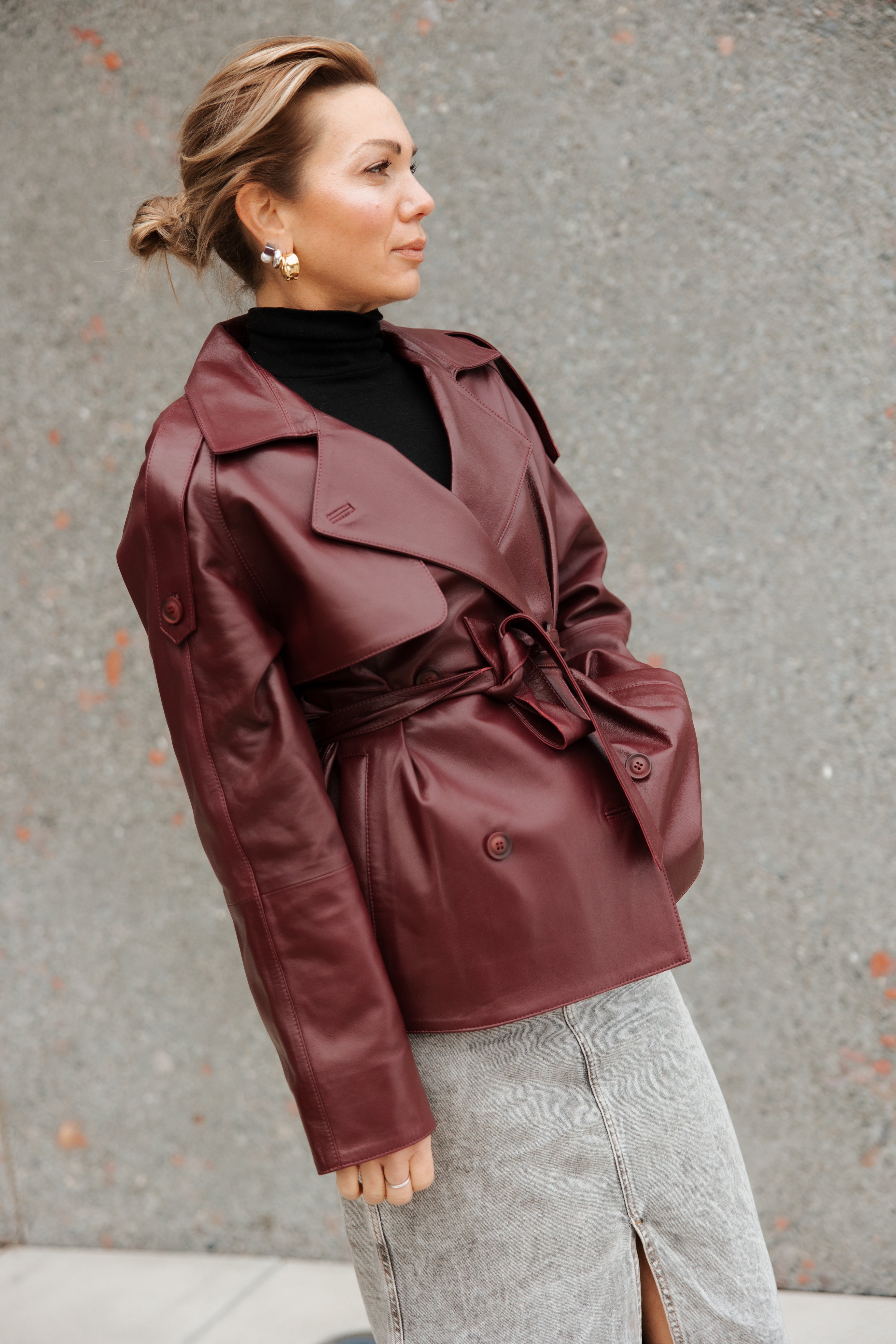 Julia Burgundy Trench Jacket