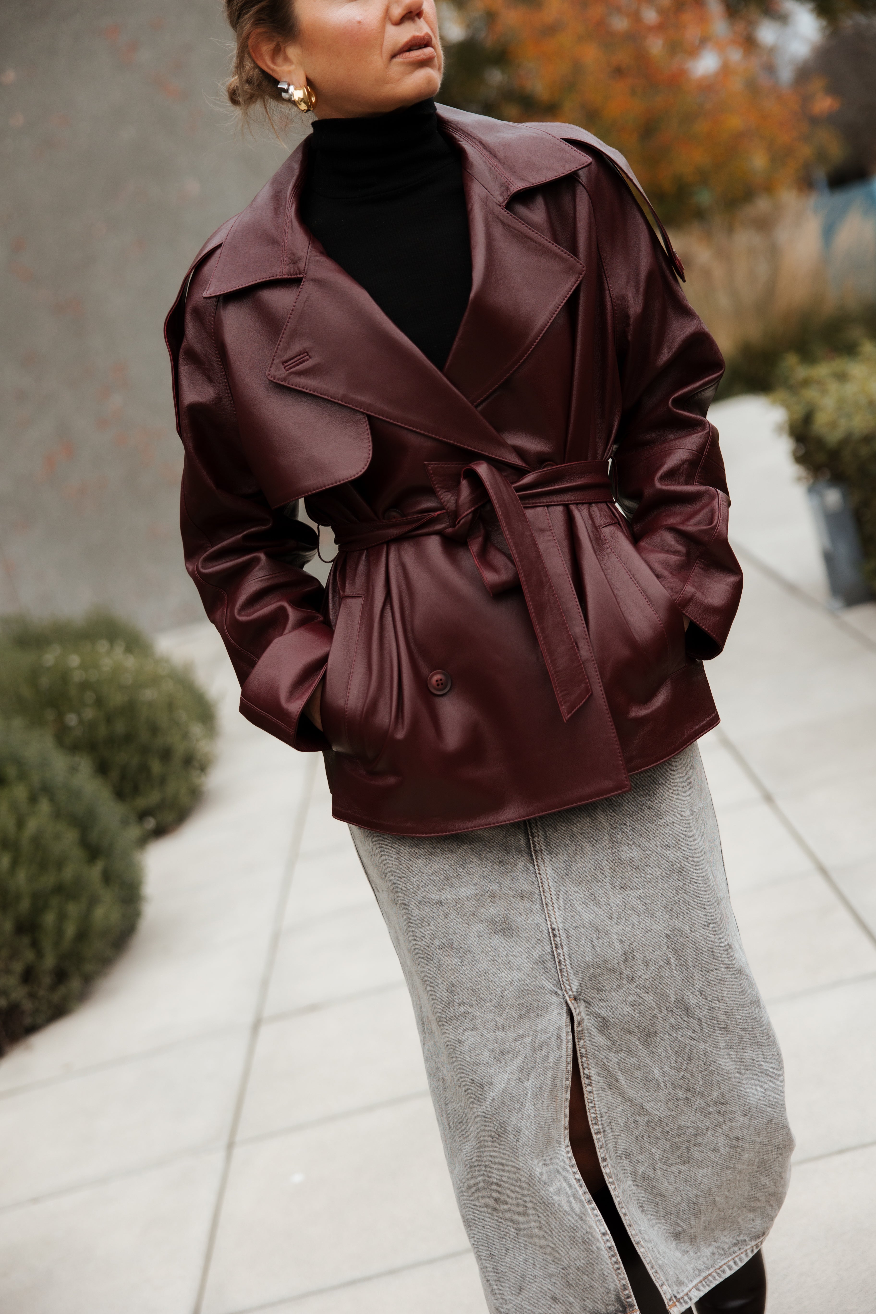 Julia Burgundy Trench Jacket