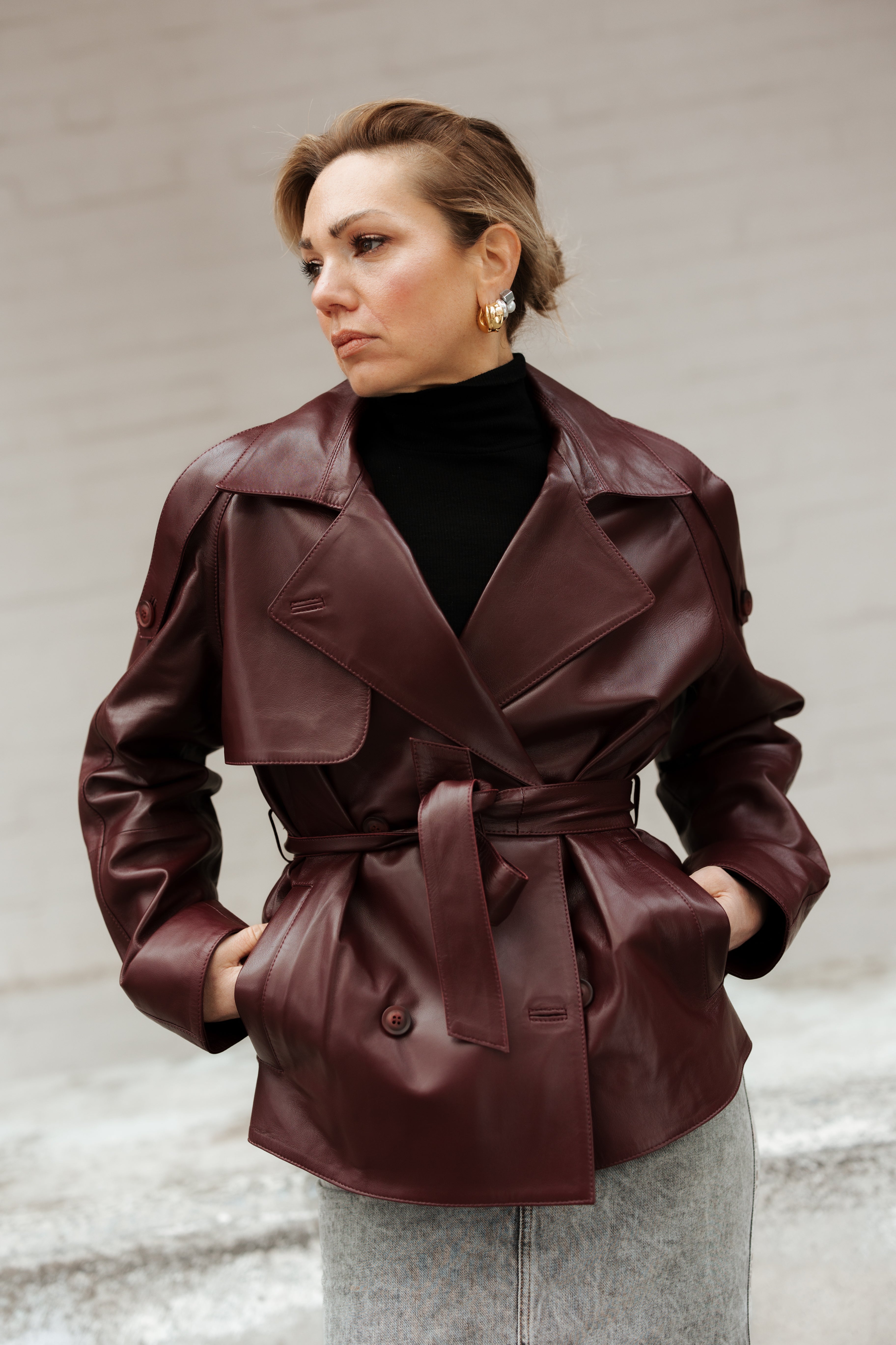 Julia Burgundy Trench Jacket