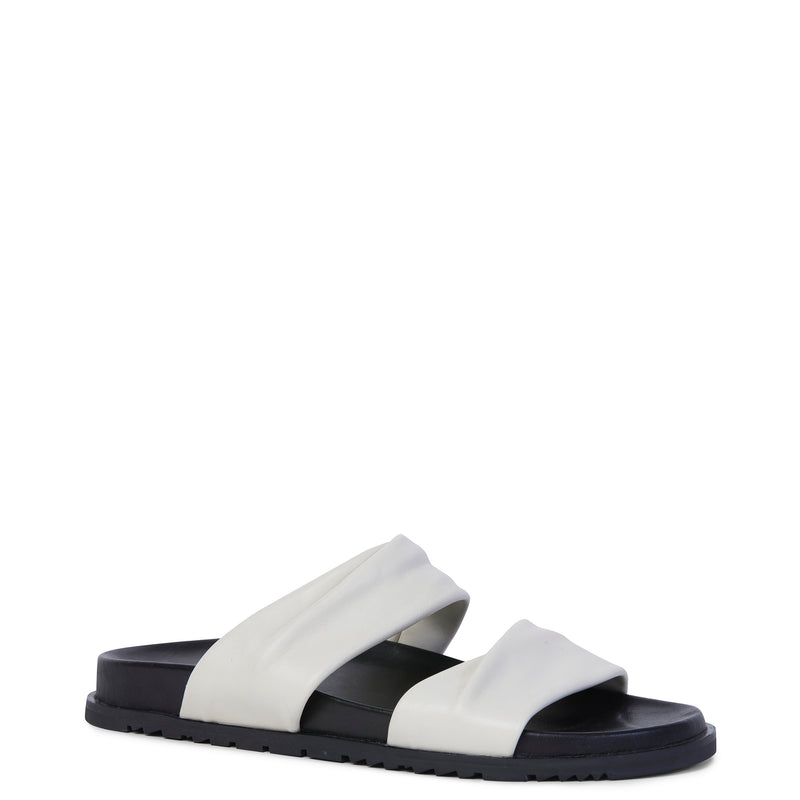 Sandal with black sole and double stone leather straps